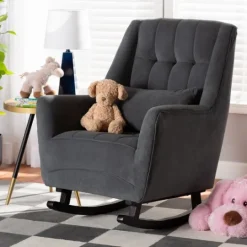 Kirkland's Home Velvet Biscuit Tufted Rocking Chair- Accent Chairs