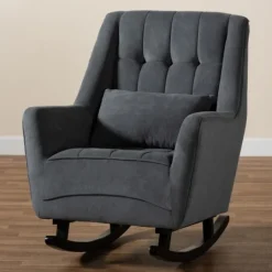Kirkland's Home Velvet Biscuit Tufted Rocking Chair- Accent Chairs
