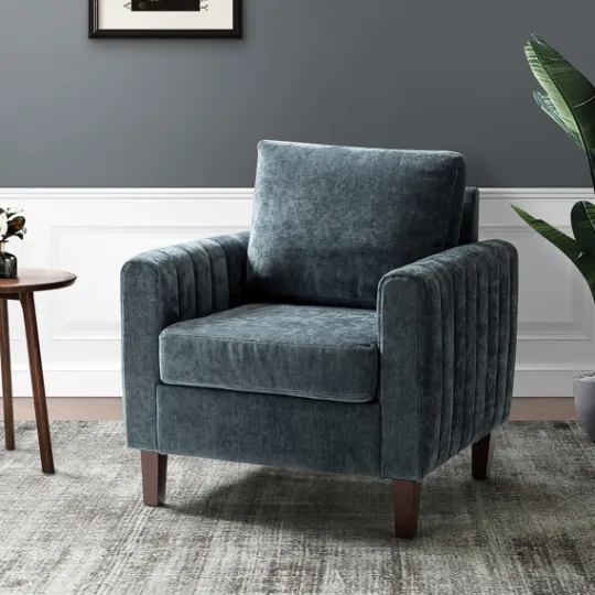 Kirkland's Home Velvet Channel Stitch Accent Chair- Accent Chairs