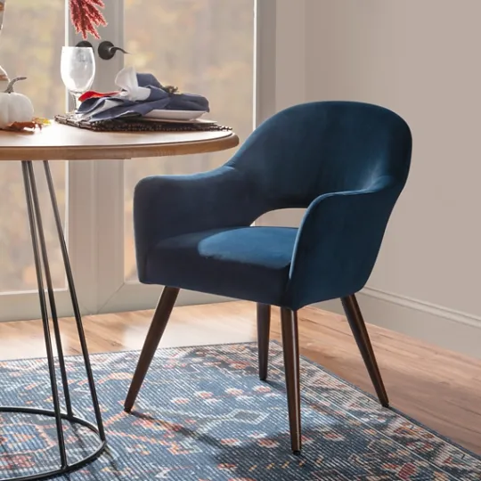 Kirkland's Home Velvet Curved Open Back Dining Chair- Dining Chairs