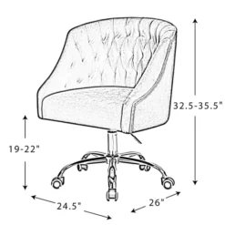 Kirkland's Home Velvet Tufted Gold Leg Swivel Office Chair- Office Furniture