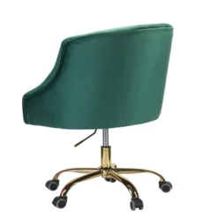 Kirkland's Home Velvet Tufted Golden Leg Swivel Office Chair- Office Furniture