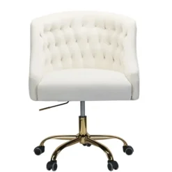 Kirkland's Home Velvet Tufted Golden Leg Swivel Office Chair- Office Furniture