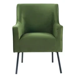 Kirkland's Home Velvet Upholstered Black Legs Accent Chair- Accent Chairs