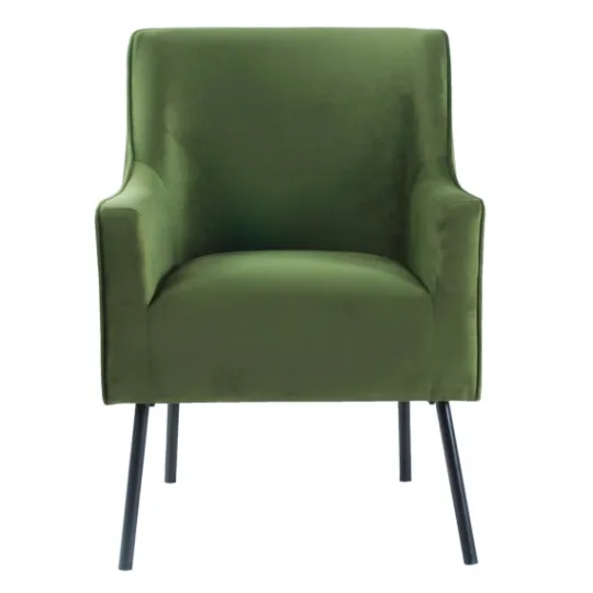 Kirkland's Home Velvet Upholstered Black Legs Accent Chair- Accent Chairs