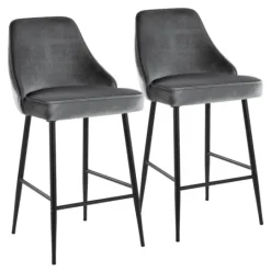 Kirkland's Home Velvet Upholstered Counter Stools, Set Of 2- Bar Stools & Counter Height Stools