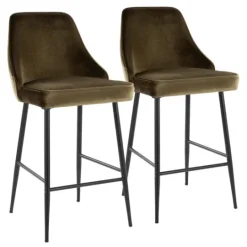 Kirkland's Home Velvet Upholstered Counter Stools, Set Of 2- Bar Stools & Counter Height Stools