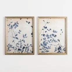 Kirkland's Home Vintage Blue Leaf Ii Framed Art Print- Framed Art