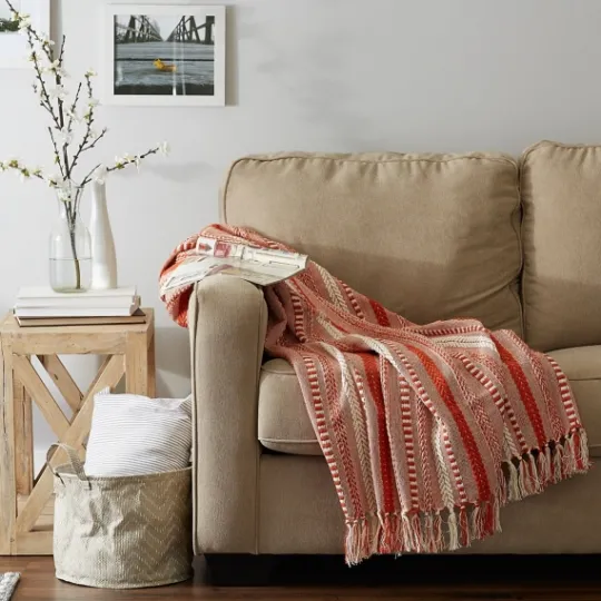 Kirkland's Home Vintage Braided Fringe Throw- Blankets & Throws