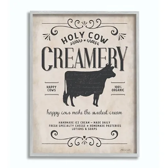 Kirkland's Home Vintage Creamery Cow Framed Wall Plaque- Wall Quotes & Signs