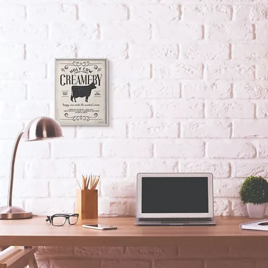 Kirkland's Home Vintage Creamery Cow Framed Wall Plaque- Wall Quotes & Signs
