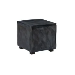Kirkland's Home Vintage Finish Leather Cube Ottoman- Benches & Ottomans
