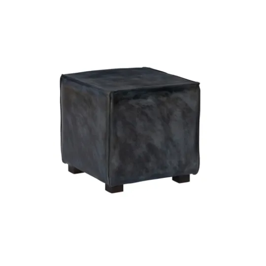 Kirkland's Home Vintage Finish Leather Cube Ottoman- Benches & Ottomans