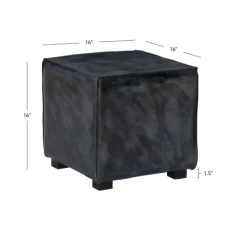 Kirkland's Home Vintage Finish Leather Cube Ottoman- Benches & Ottomans