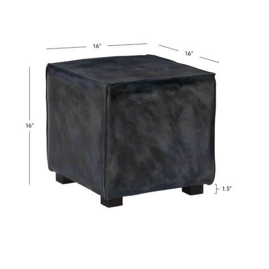 Kirkland's Home Vintage Finish Leather Cube Ottoman- Benches & Ottomans