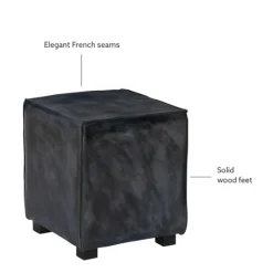 Kirkland's Home Vintage Finish Leather Cube Ottoman- Benches & Ottomans