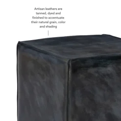 Kirkland's Home Vintage Finish Leather Cube Ottoman- Benches & Ottomans