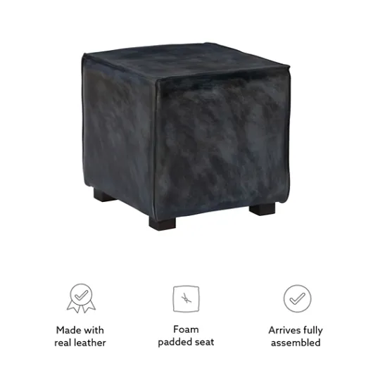 Kirkland's Home Vintage Finish Leather Cube Ottoman- Benches & Ottomans
