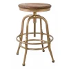 Kirkland's Home Vintage Gold Circled Arch Base Counter Stool- Bar Stools & Counter Height Stools