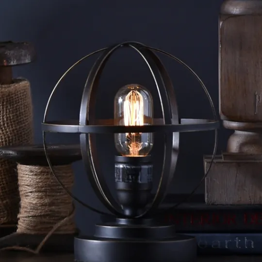 Kirkland's Home Vintage Metal Sphere Lamp- Table Lamps