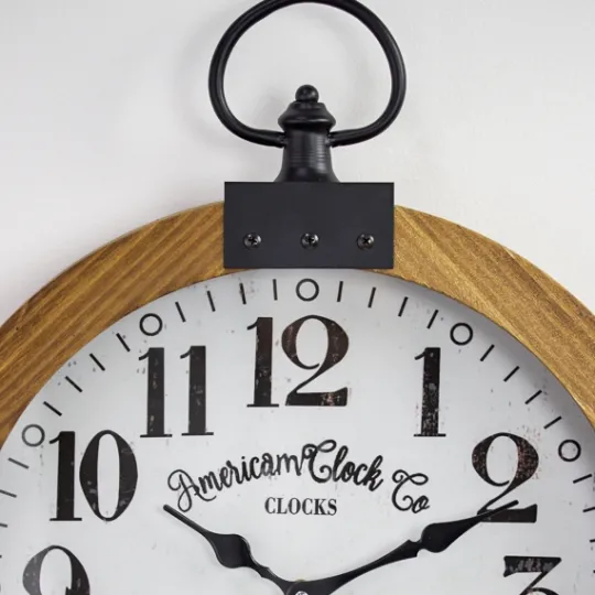 Kirkland's Home Vintage Pocket Watch Wooden Wall Clock- Clocks