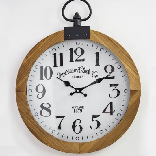 Kirkland's Home Vintage Pocket Watch Wooden Wall Clock- Clocks