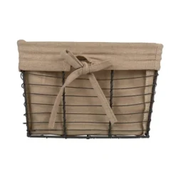 Kirkland's Home Vintage Wire Baskets With Taupe Liner, Set Of 3- Baskets & Boxes