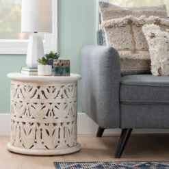 Kirkland's Home Vintage Wood Carved Birds Accent Table- Accent & End Tables
