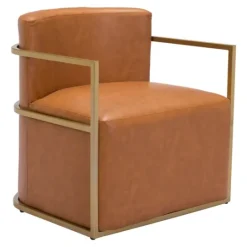 Kirkland's Home Vinyl And Gold Frame Accent Chair- Accent Chairs