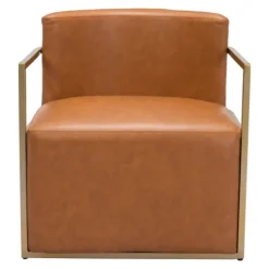 Kirkland's Home Vinyl And Gold Frame Accent Chair- Accent Chairs