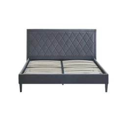 Kirkland's Home Viv Charcoal Diamond Tufted Full Bed Frame- Beds & Headboards