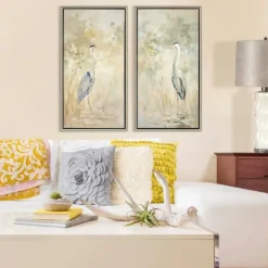 Kirkland's Home Wading Heron 2-Pc. Floater Framed Art Print Set- Framed Art