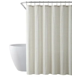 Kirkland's Home Waffle Cotton Blend Shower Curtain- Shower Curtains