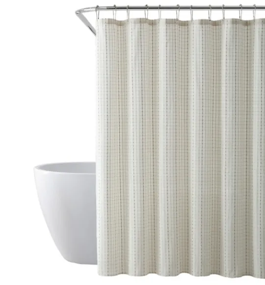 Kirkland's Home Waffle Cotton Blend Shower Curtain- Shower Curtains