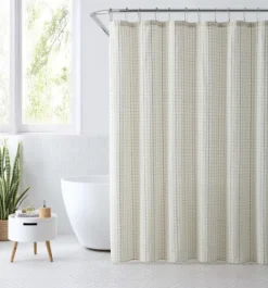 Kirkland's Home Waffle Cotton Blend Shower Curtain- Shower Curtains