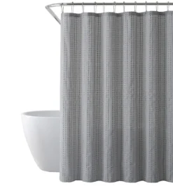 Kirkland's Home Waffle Cotton Blend Shower Curtain- Shower Curtains