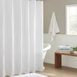 Kirkland's Home Waffle Cotton Shower Curtain- Shower Curtains