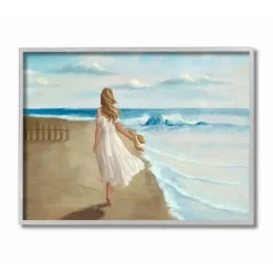 Kirkland's Home Walk On The Beach Framed Canvas Art Print- Framed Art