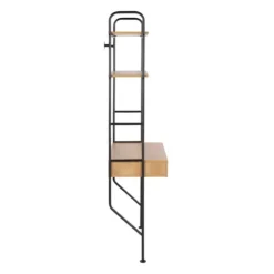 Kirkland's Home Wall-Mounted Steel And Blonde Wood Desk- Office Furniture