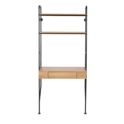 Kirkland's Home Wall-Mounted Steel And Blonde Wood Desk- Office Furniture