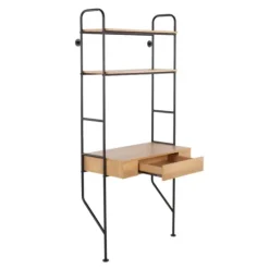 Kirkland's Home Wall-Mounted Steel And Blonde Wood Desk- Office Furniture