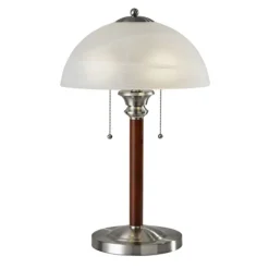 Kirkland's Home Walnut Alabaster Frosted Glass Table Lamp- Desk Lamps & Task Lighting