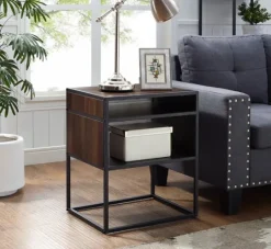Kirkland's Home Walnut And Metal Mid-Century Modern Accent Table- Accent & End Tables