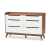 Kirkland's Home Walnut And White Mid-Century Modern Dresser- Dressers & Chests