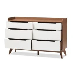 Kirkland's Home Walnut And White Mid-Century Modern Dresser- Dressers & Chests