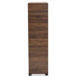 Kirkland's Home Walnut Asymmetrical Shoe Storage Cabinet- Entryway Furniture