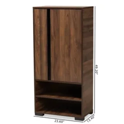Kirkland's Home Walnut Asymmetrical Shoe Storage Cabinet- Entryway Furniture