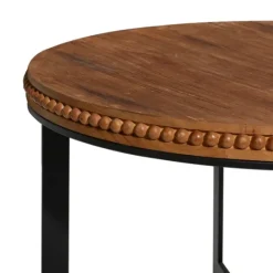 Kirkland's Home Walnut Beaded Industrial Coffee Table- Coffee Tables