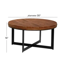 Kirkland's Home Walnut Beaded Industrial Coffee Table- Coffee Tables