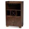 Kirkland's Home Walnut Brown Open Shelf Wine Cabinet- Cabinets & Sideboards